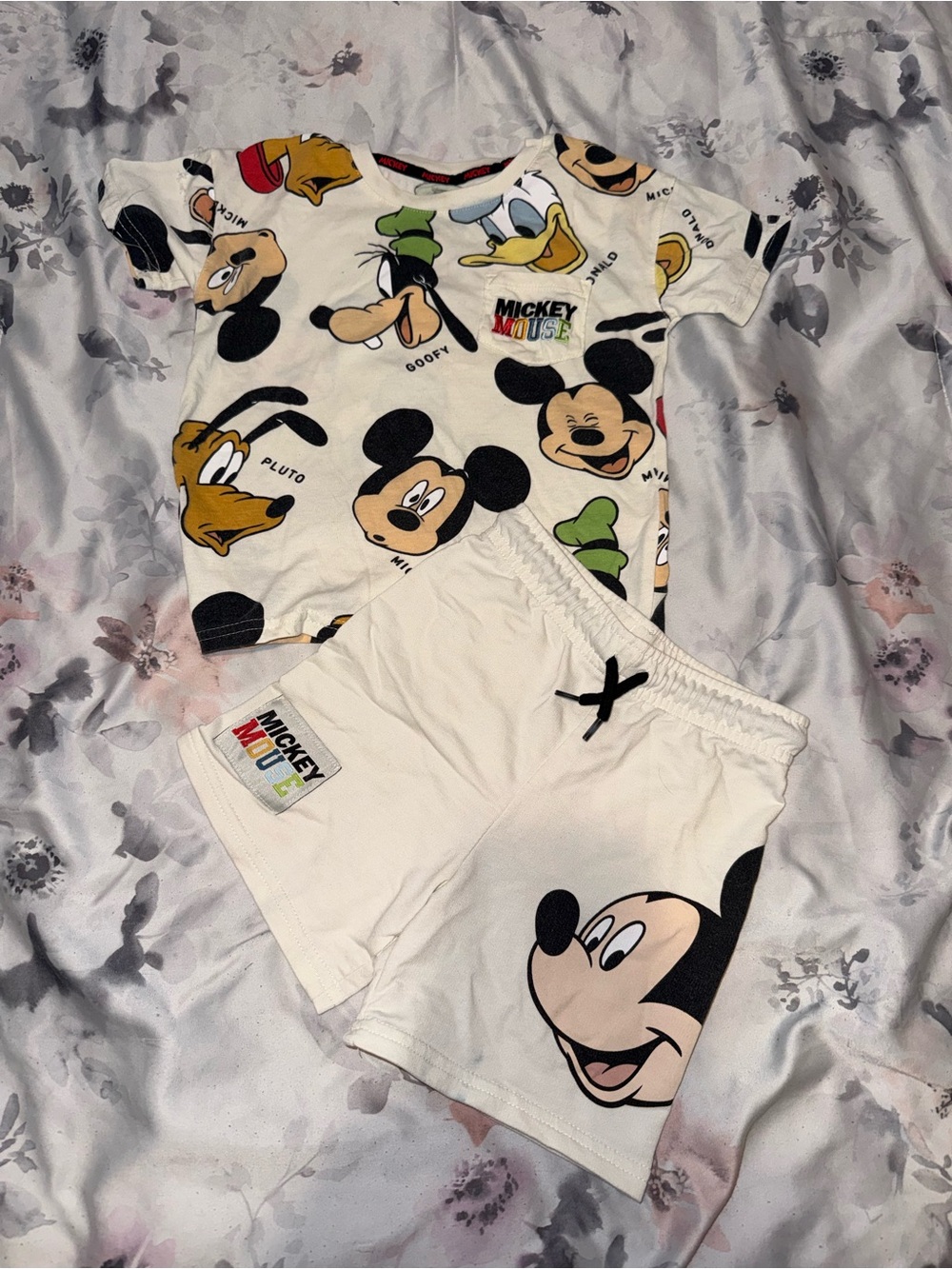 Disney Cream Mickey & Friends Short Pajama Set
